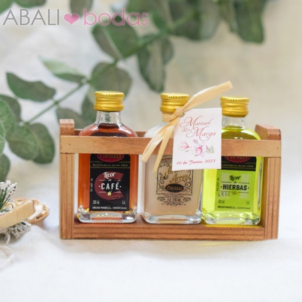 Set 3 licores caja madera