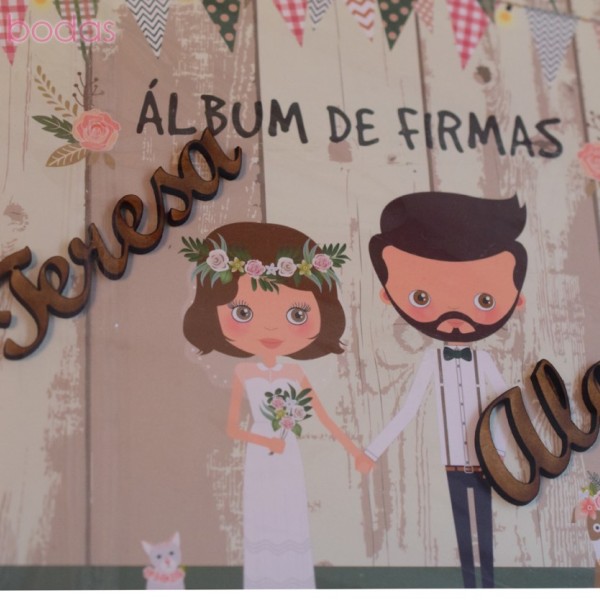 Libro de firmas nombres madera