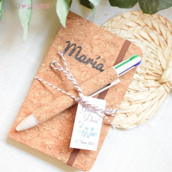 Libreta corcho con boli corcho 4 colores