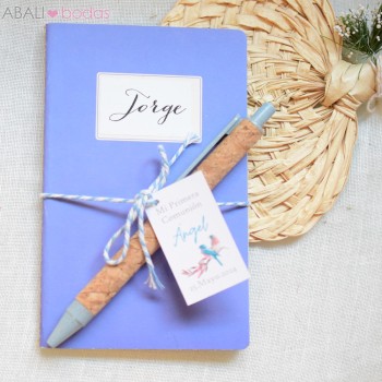 Libreta boli azul personalizada